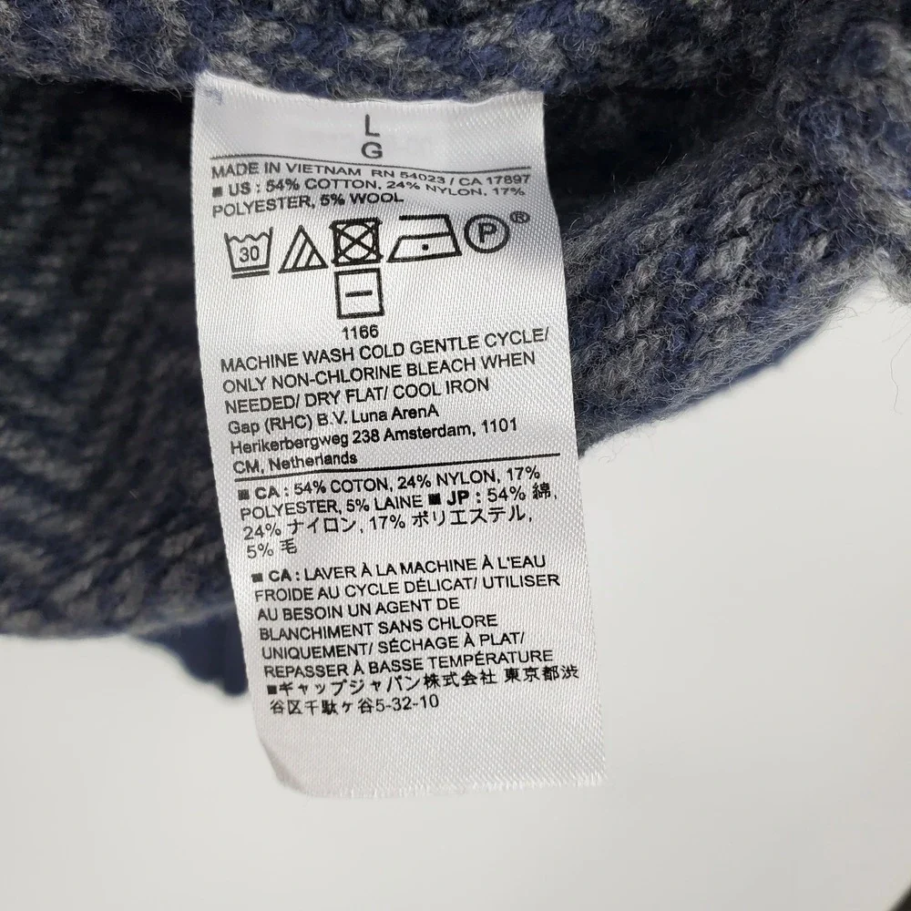 Banana Republic Men's Cozy Herringbone‎ Knit Crew Neck Sweater Blue Grey Large